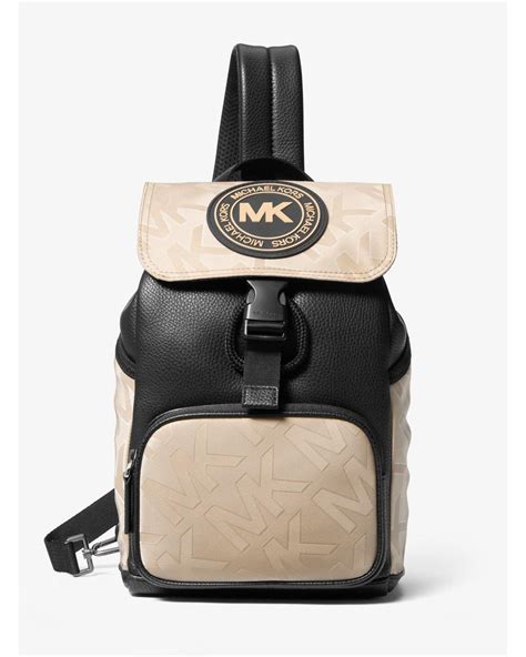 michael kors kent logo jacquard nylon sling pack